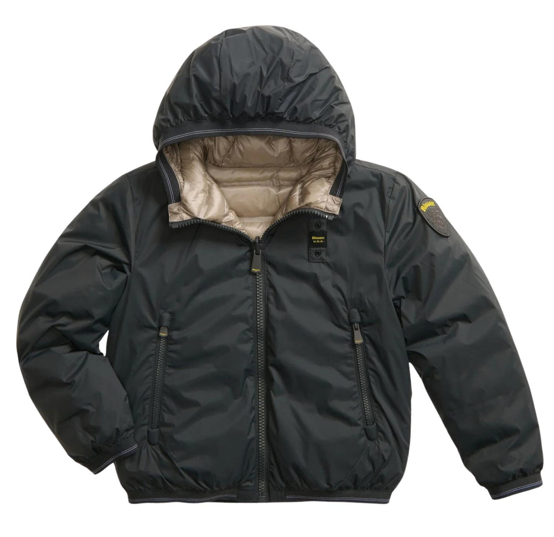 Giubbino reversibile con imbottitura in piuma ecologica DONALDJGRIGIO BLAUER