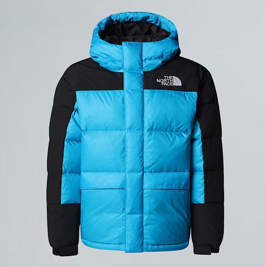 Giubbino in tessuto tecnico lunghezza media sotto sedere con inserti bicolor imbottito in piuma d'oca HIMALAYAN DOWNAZZURRO THE NORTH FACE