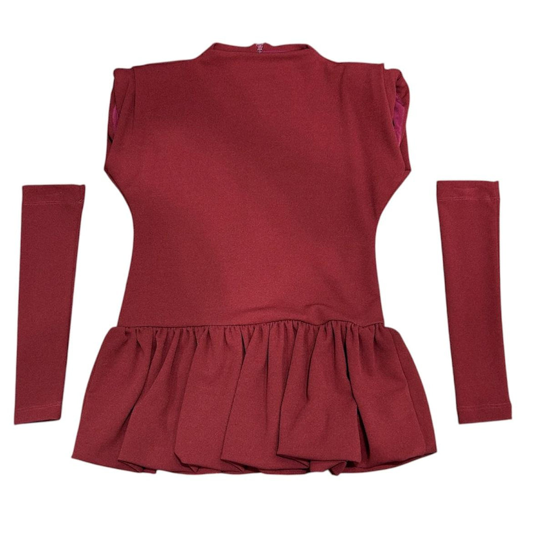 Abito effetto lana da bambina mezza manica con manicotti LL3994BORDÒ LULU' BY MISS GRANT