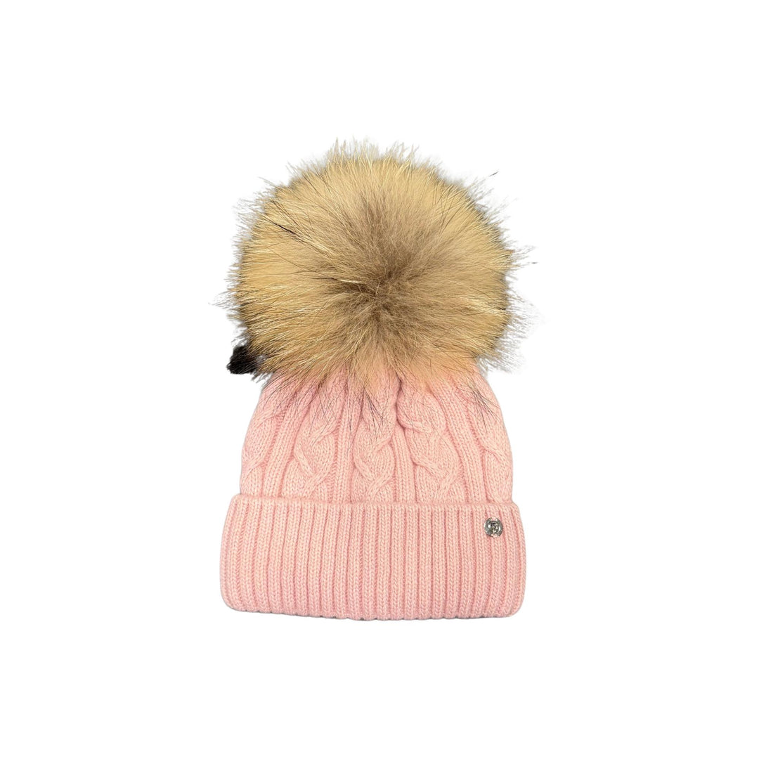 Cappello da bambini misto cashmere lavorazione a trecce con ponpon originale in Murmasky CT1610AROSA GIO HIGUAMY