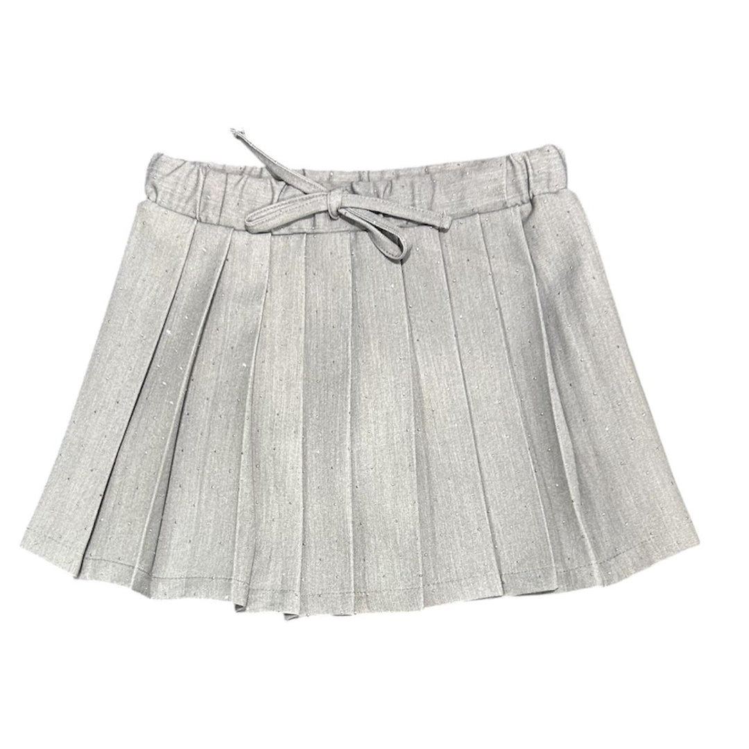 Gonna da bambina con elastico a plisse e strass applicati LL3989GRIGIO LULU' BY MISS GRANT