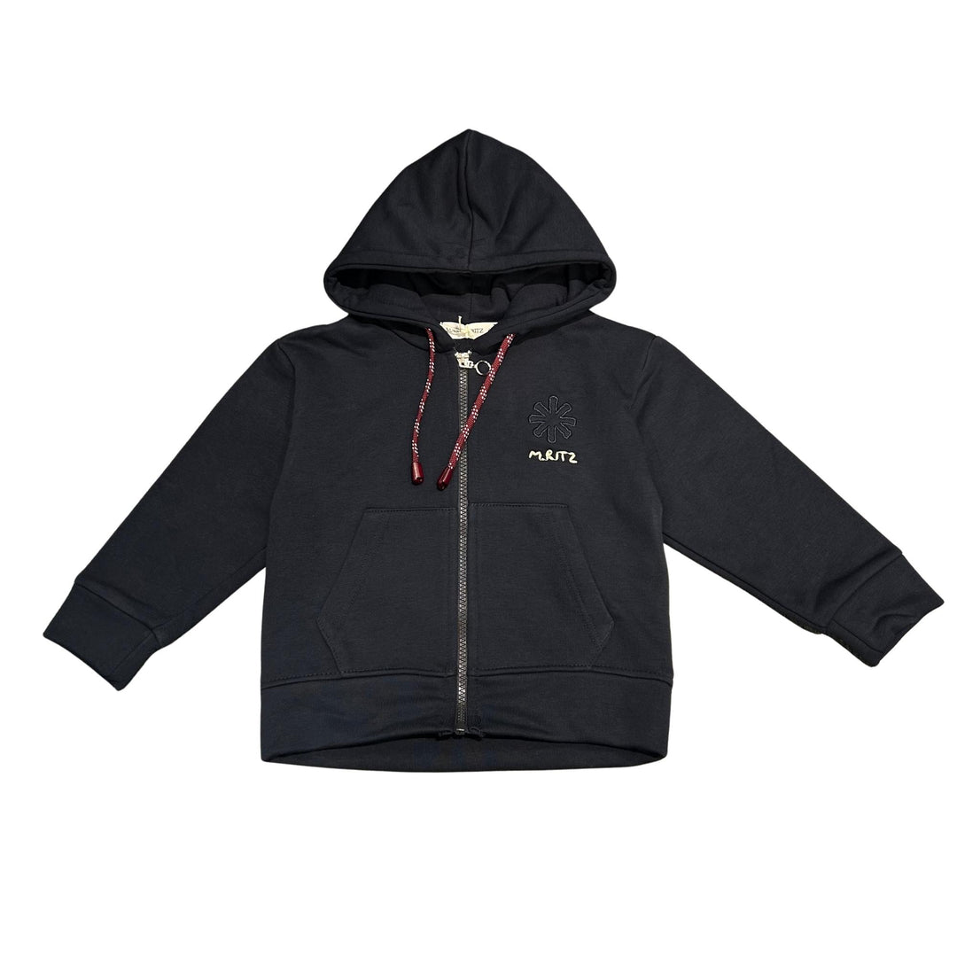 Felpa da bambino full zip con ricamo logo MR3201JBLU MANUEL RITZ