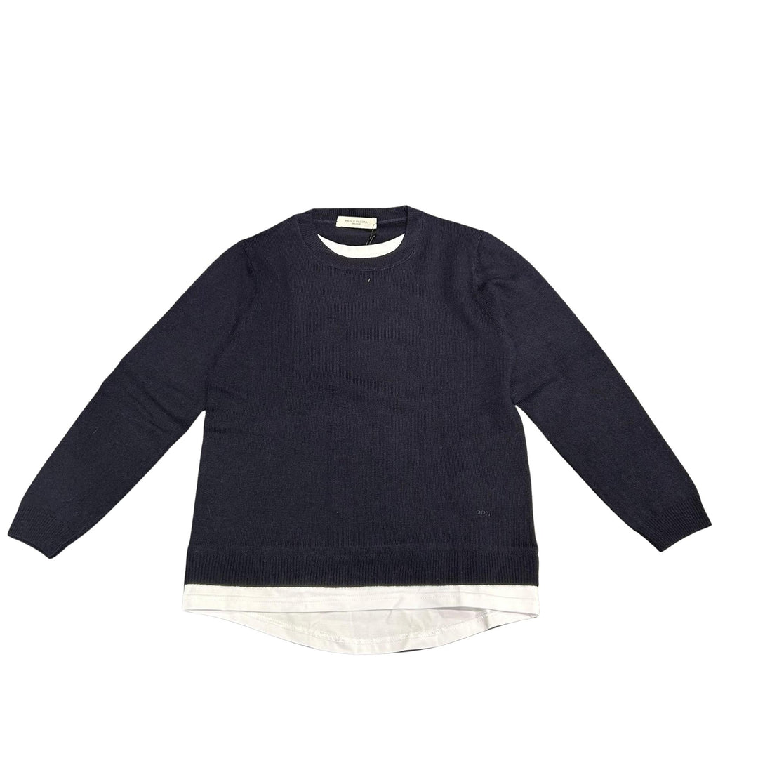 Maglia misto lana da bambino con finta t-shirt sotto PP4095KBLU PAOLO PECORA