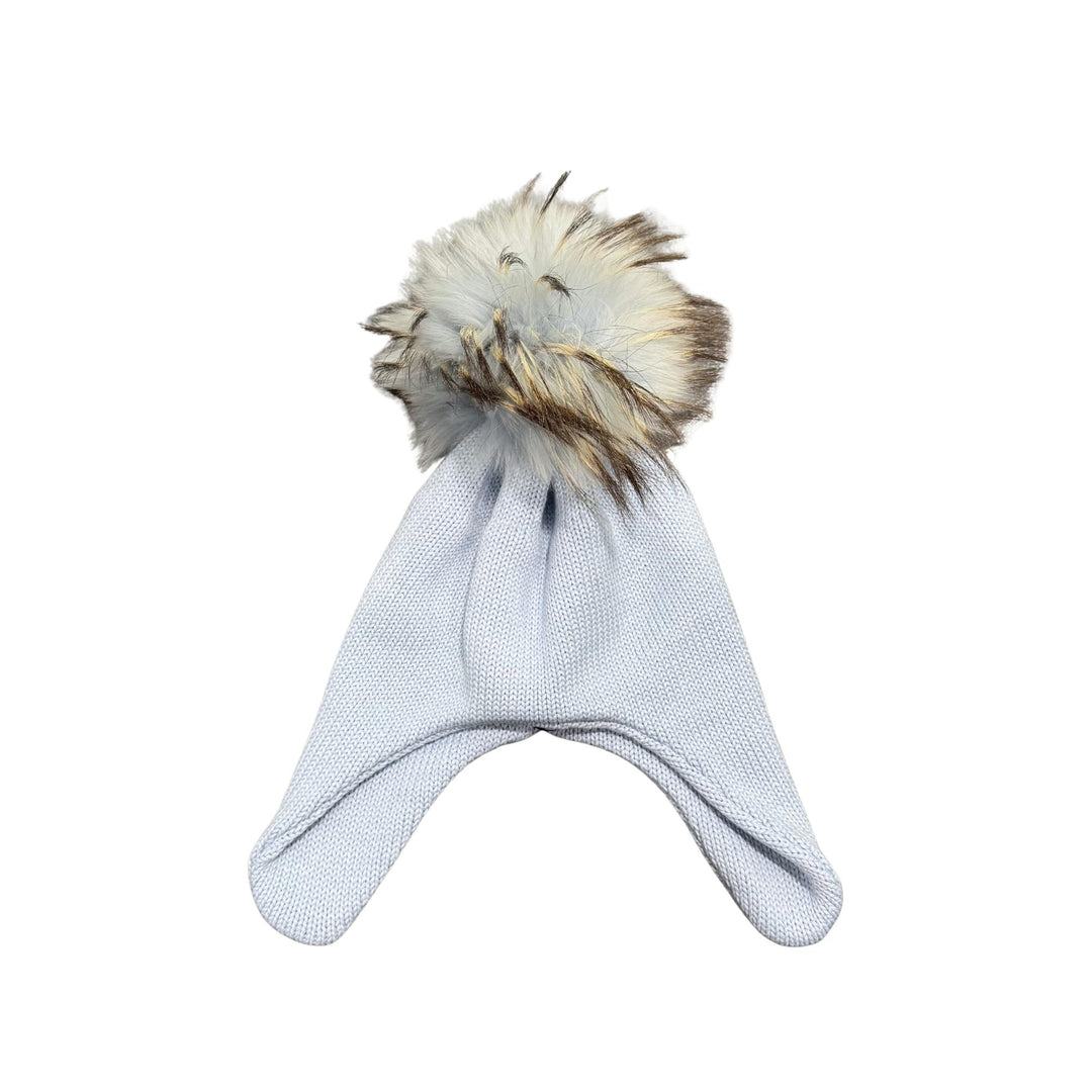 Cappello da bambini con copriorecchie in misto lana con ponpon in vera pelliccia Murmasky CT0223ACIELO GIO HIGUAMY