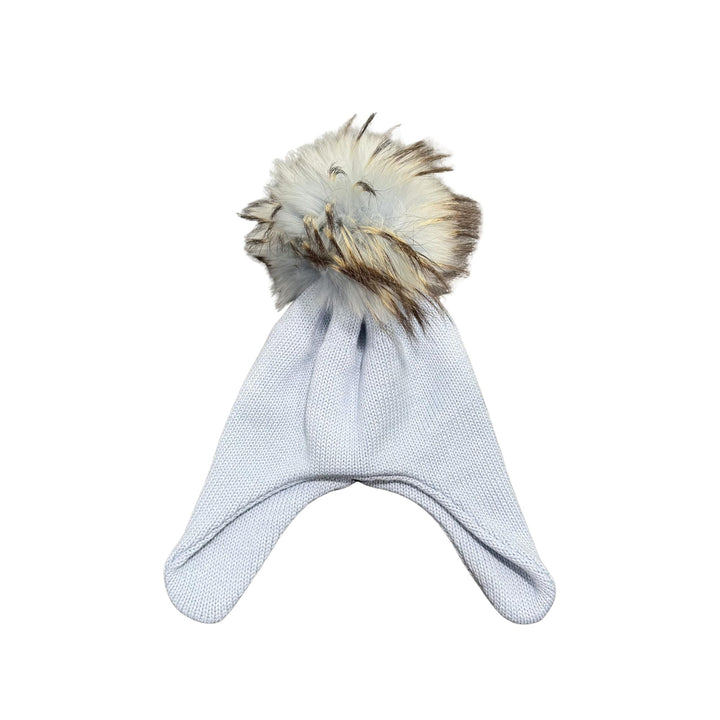 Cappello da bambini con copriorecchie in misto lana con ponpon in vera pelliccia Murmasky CT0223ACIELO GIO HIGUAMY