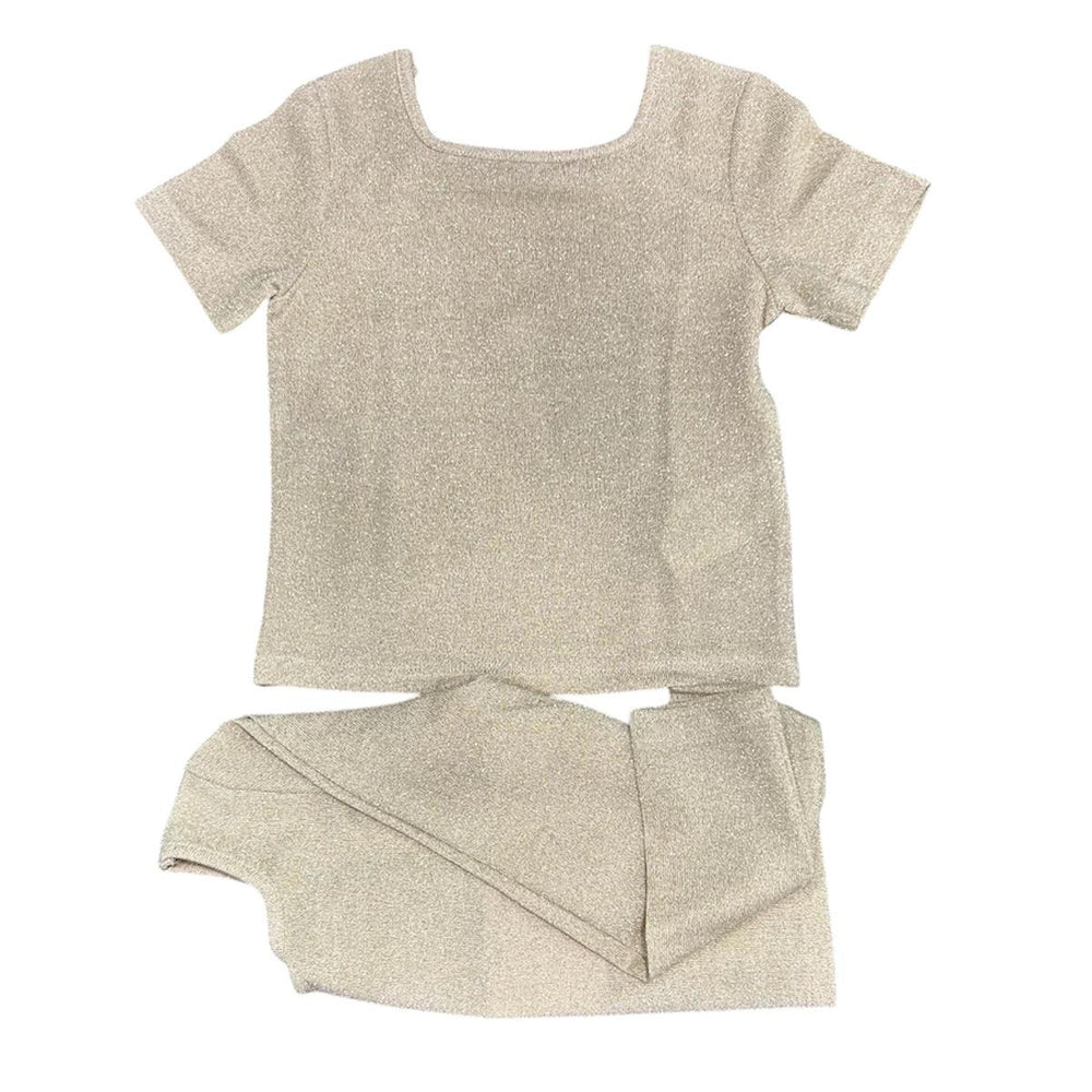 Twin set da bambina doppia maglia glitter LL4055ORO LULU' BY MISS GRANT