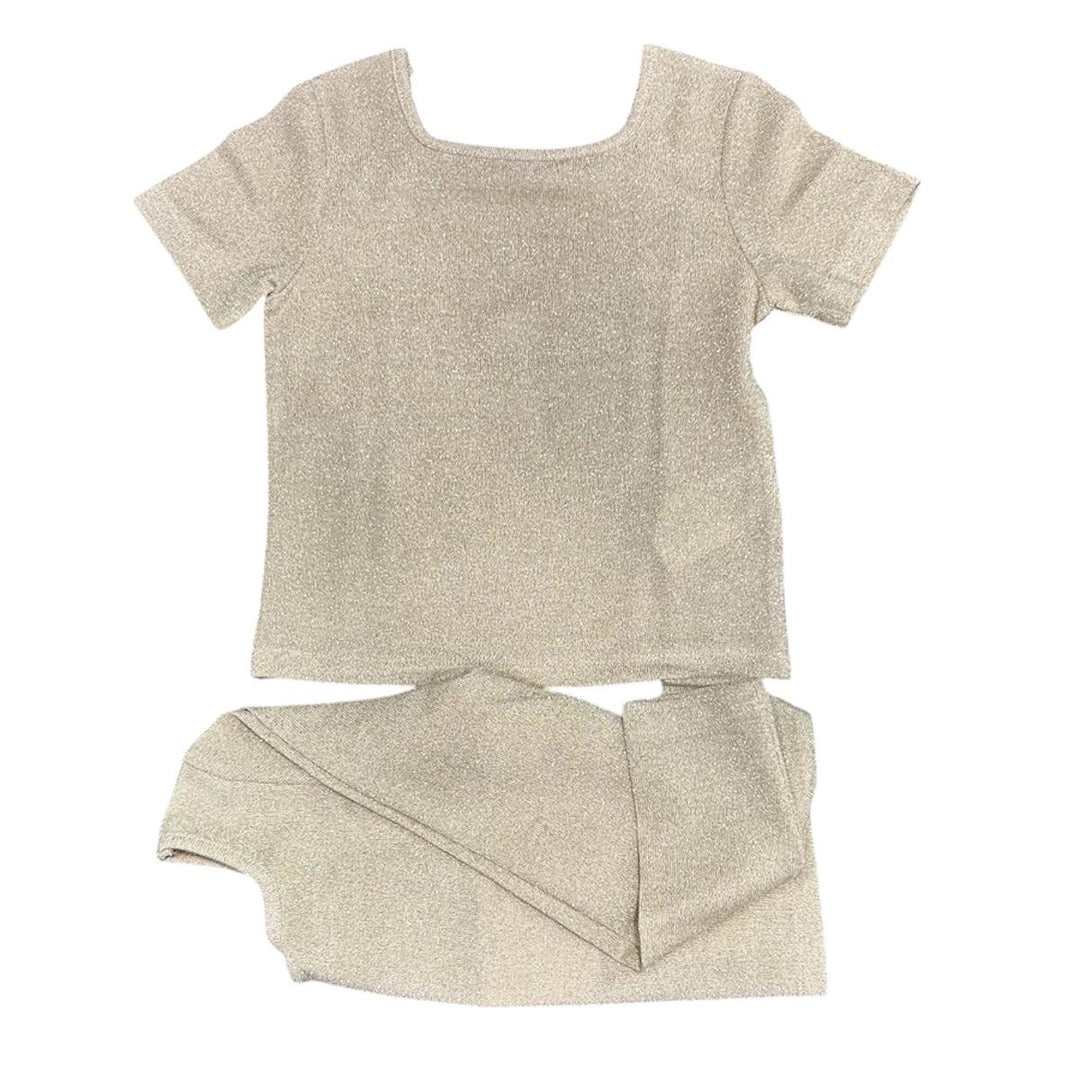 Twin set da bambina doppia maglia glitter LL4055ORO LULU' BY MISS GRANT