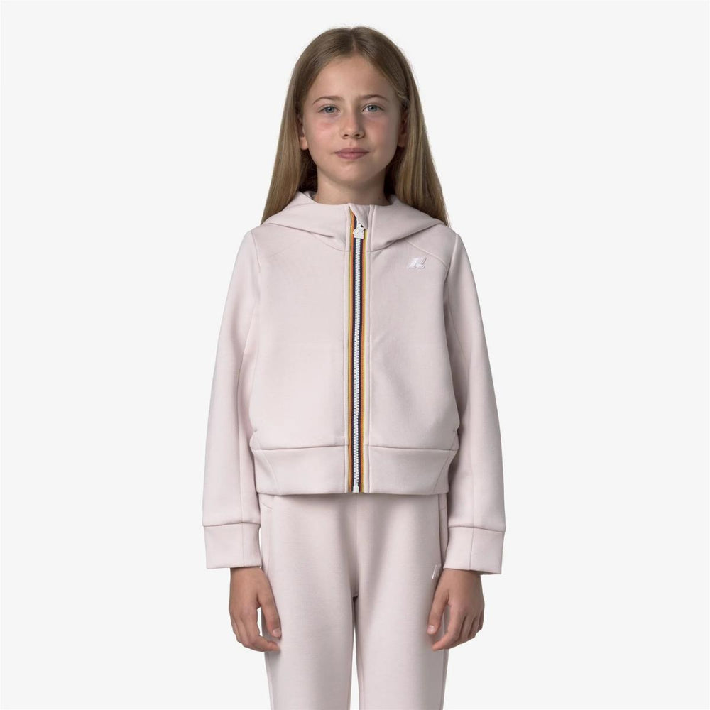 Felpa da bambina Divine spacer in tessuto tecnico effetto neoprene full zip con cappuccio e logo K41365WJW7G K-WAY