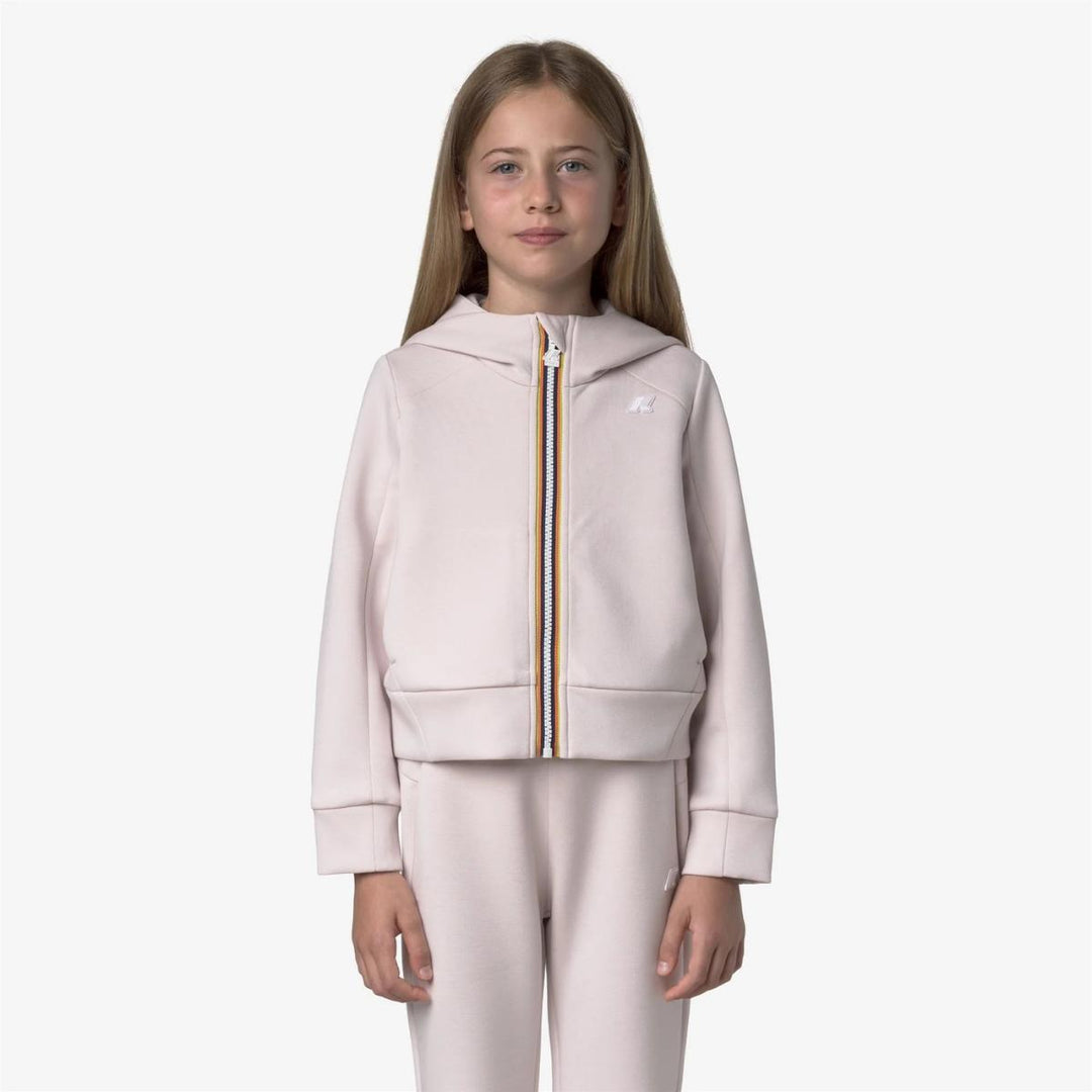 Felpa da bambina Divine spacer in tessuto tecnico effetto neoprene full zip con cappuccio e logo K41365WJW7G K-WAY