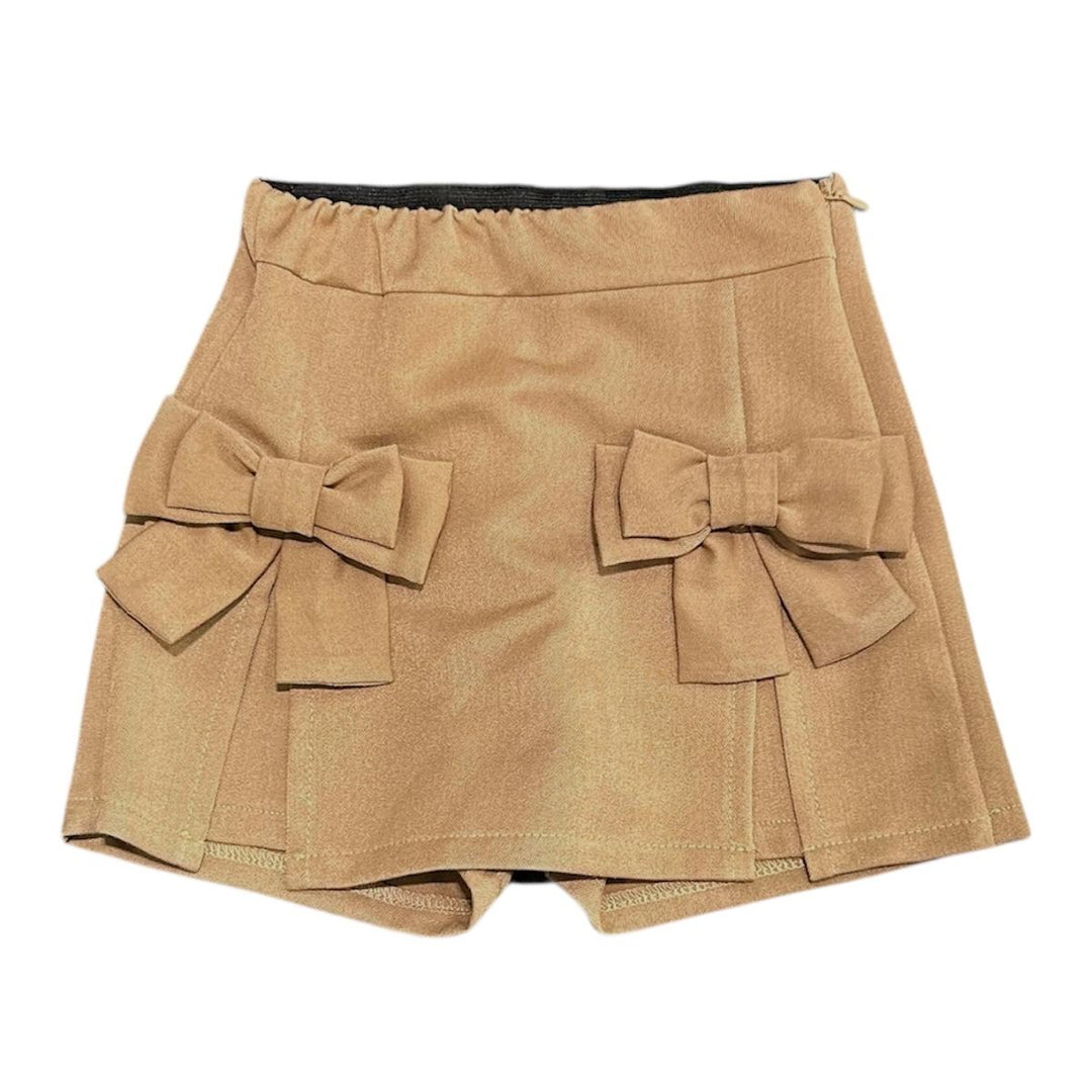 Shorts da bambina punto milano con fiocchetti UE1957CAMMELLO U+E'