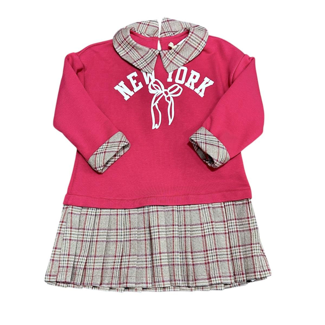 Abito da bambina in felpa con stampa e dettagli fantasia pied pull FL6582AMARANTO MELISA BAI