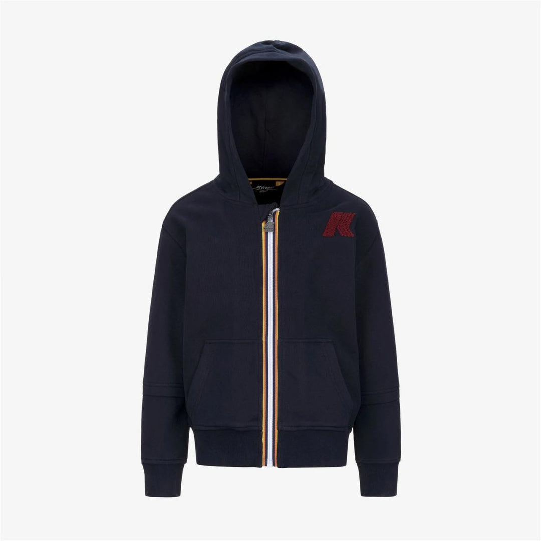 Felpa da bambino bergel fp full zip con cappuccio e logo spugna in petto K41326WJK89 K-WAY