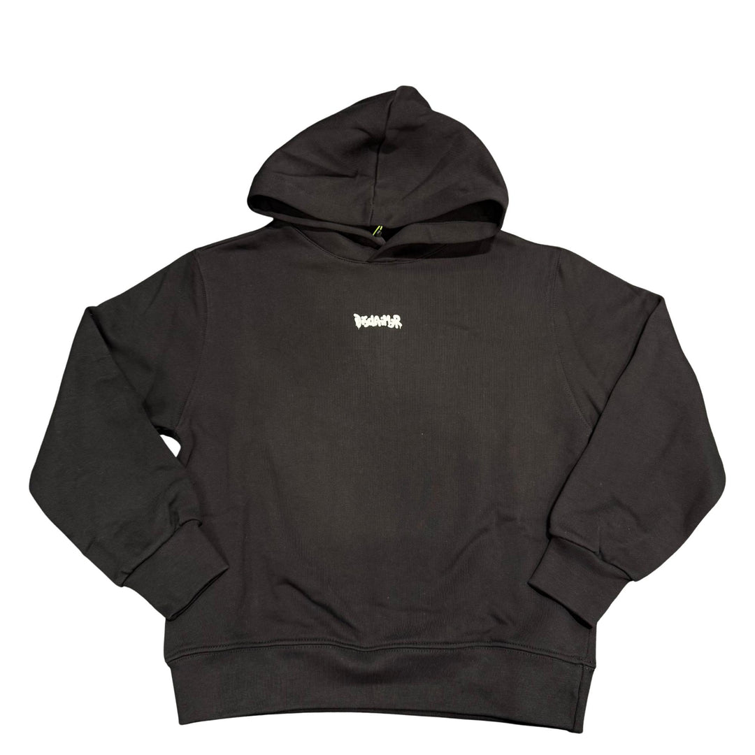 Felpa da bambino con cappuccio e stampa petto e schiena DK58645NERO DISCLAIMER