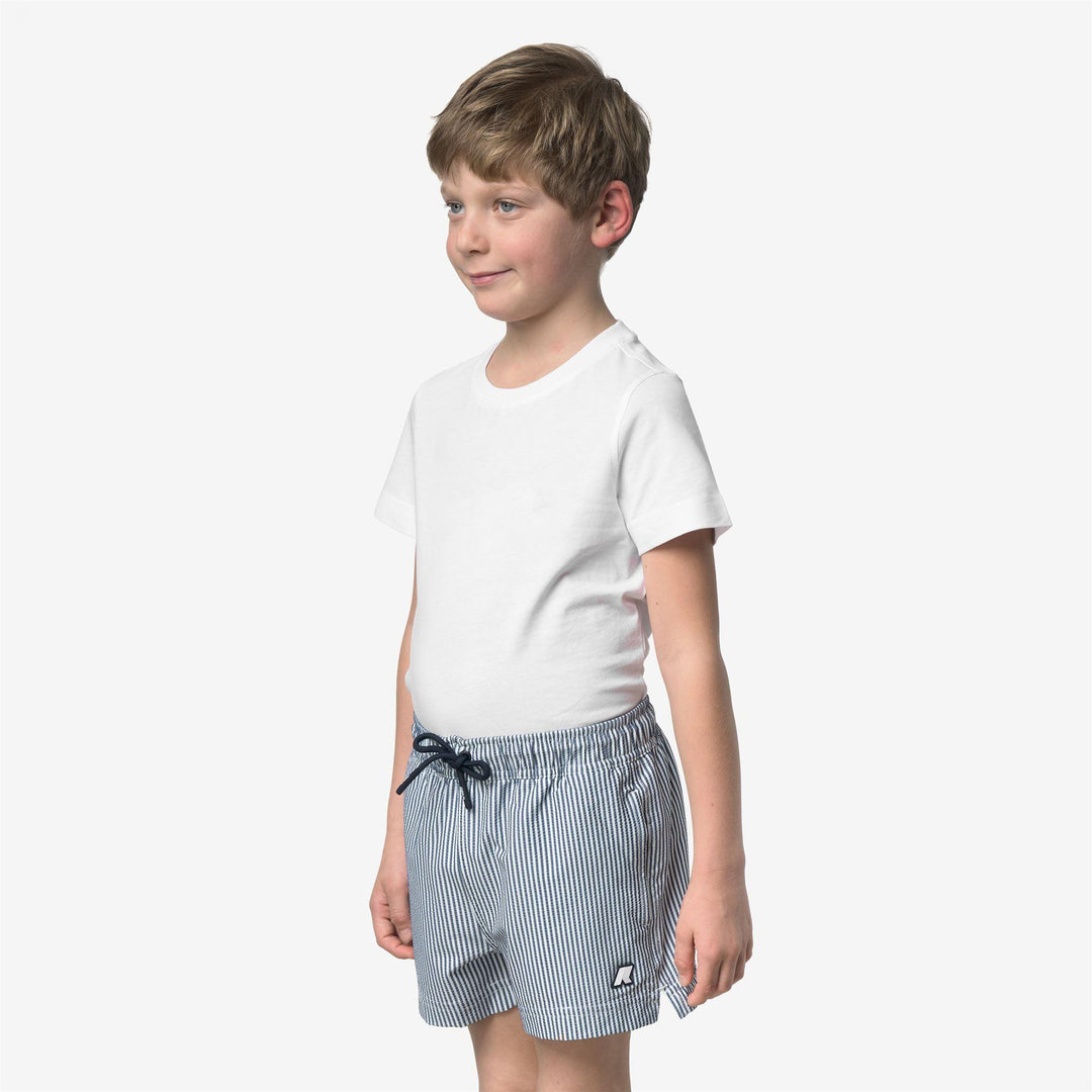 Costume da bambino Hazel stripes a pantaloncino  in tessuto tecnico a righe con logo K71426WJALD K-WAY