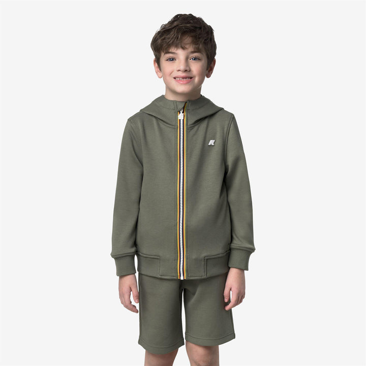Felpa da bambino Rainer spacer in tessuto tecnico leggero con zip cappuccio e logo K61385WV15 K-WAY