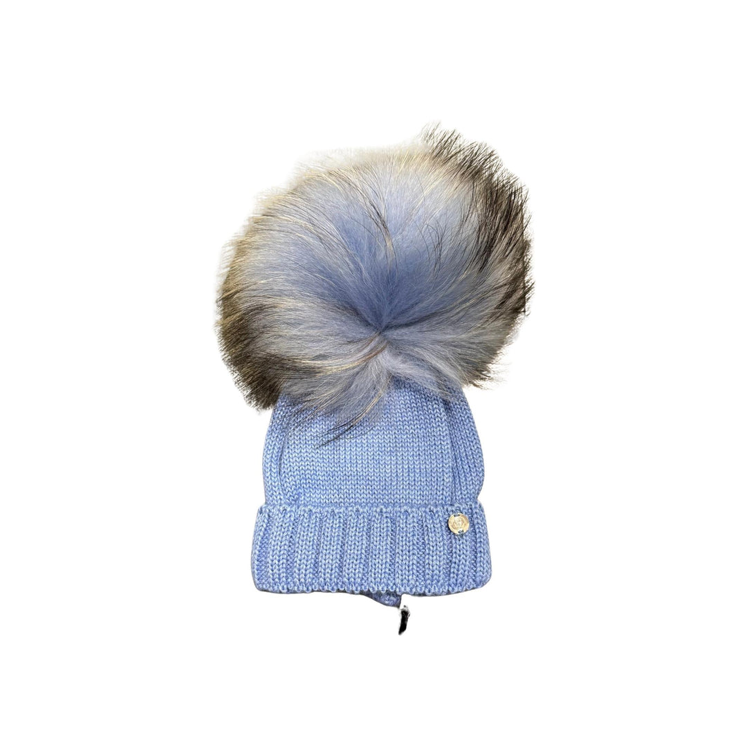 Cappello da bambini misto lana con ponpon originale in Murmasky CT3443AAZZURRO GIO HIGUAMY