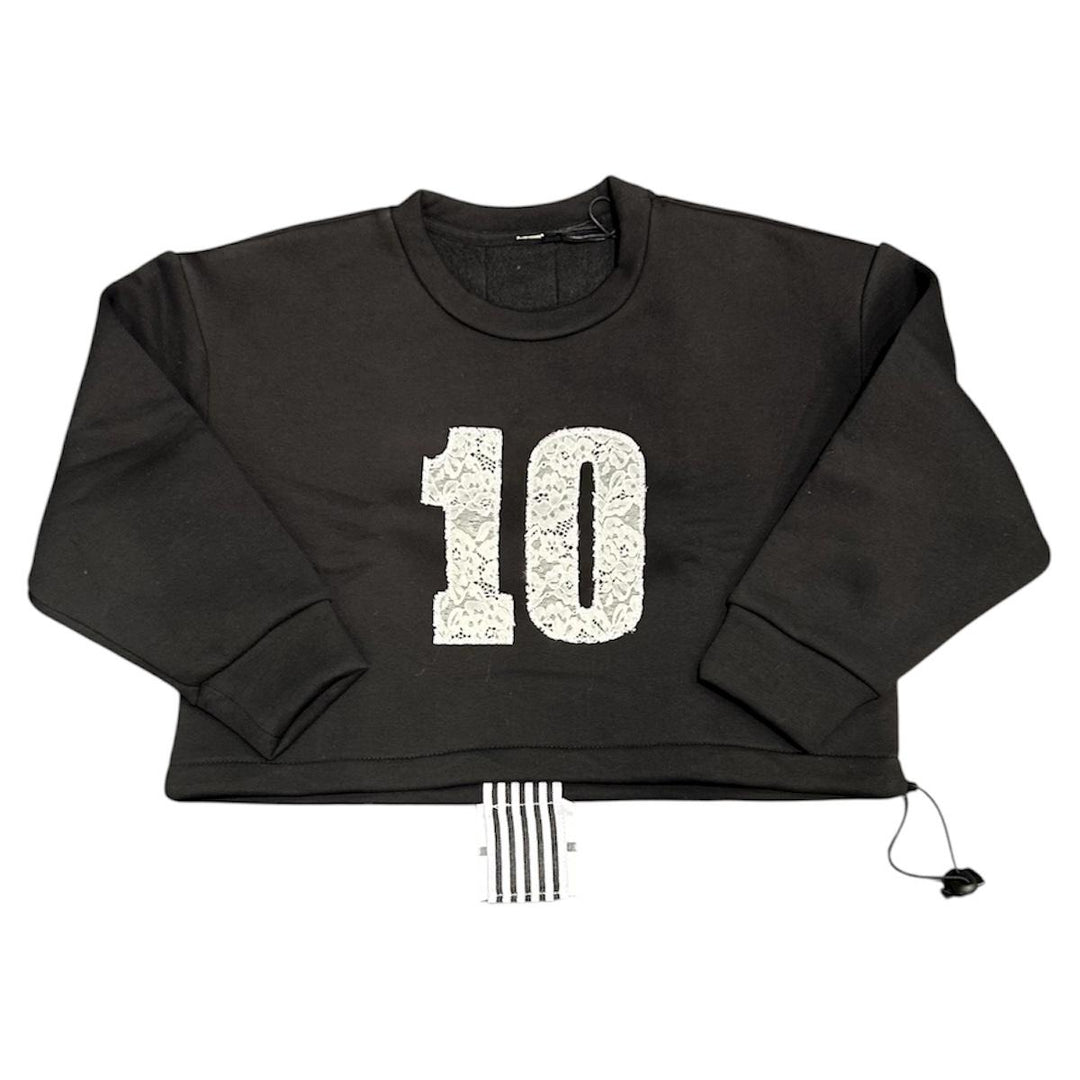 Felpa da bambina corta con ricamo in pizzo ST0163JNERO SO TWEE by MISS GRANT