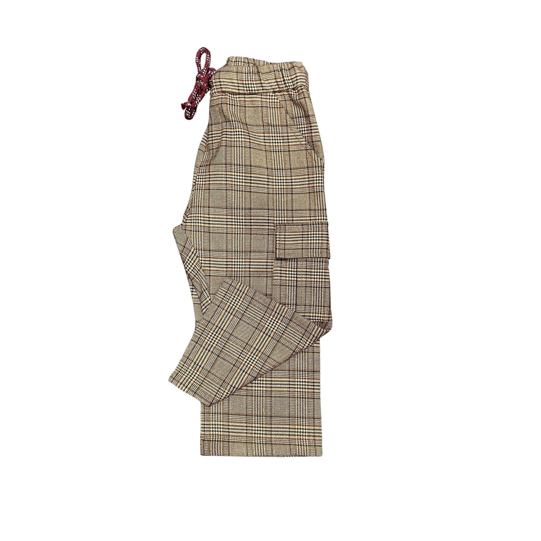 Pantalone da neonato con elastico in vita tasconi a fantasia quadri MR3180NBEIGE MANUEL RITZ