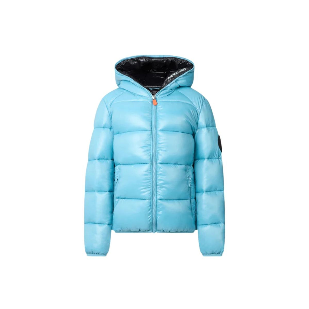 Giubbino unisex da bambini in tessuto tecnico lucido a bomber con cappuccio imbottito in ecopiuma con grado di calore alto ARTIEKCIELO SAVE THE DUCK