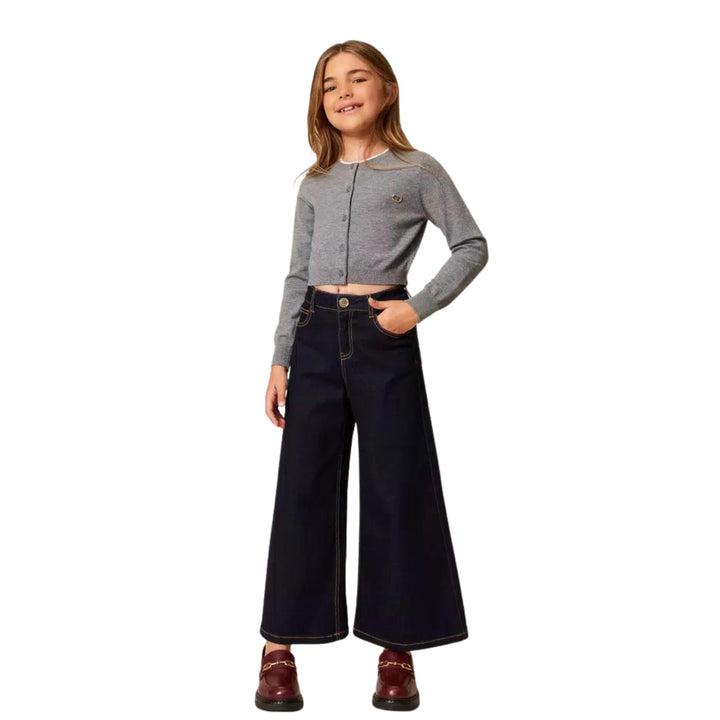 Jeans da bambina in tela elastica comodo vestibilità over a palazzo GJ2280JEANS TWIN-SET