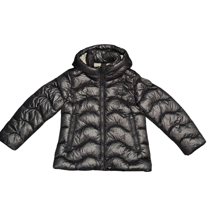 Giubbino in tessuto tecnico con cuciture a onda e imbottitura in piuma ecologica LAROSEJNERO BLAUER