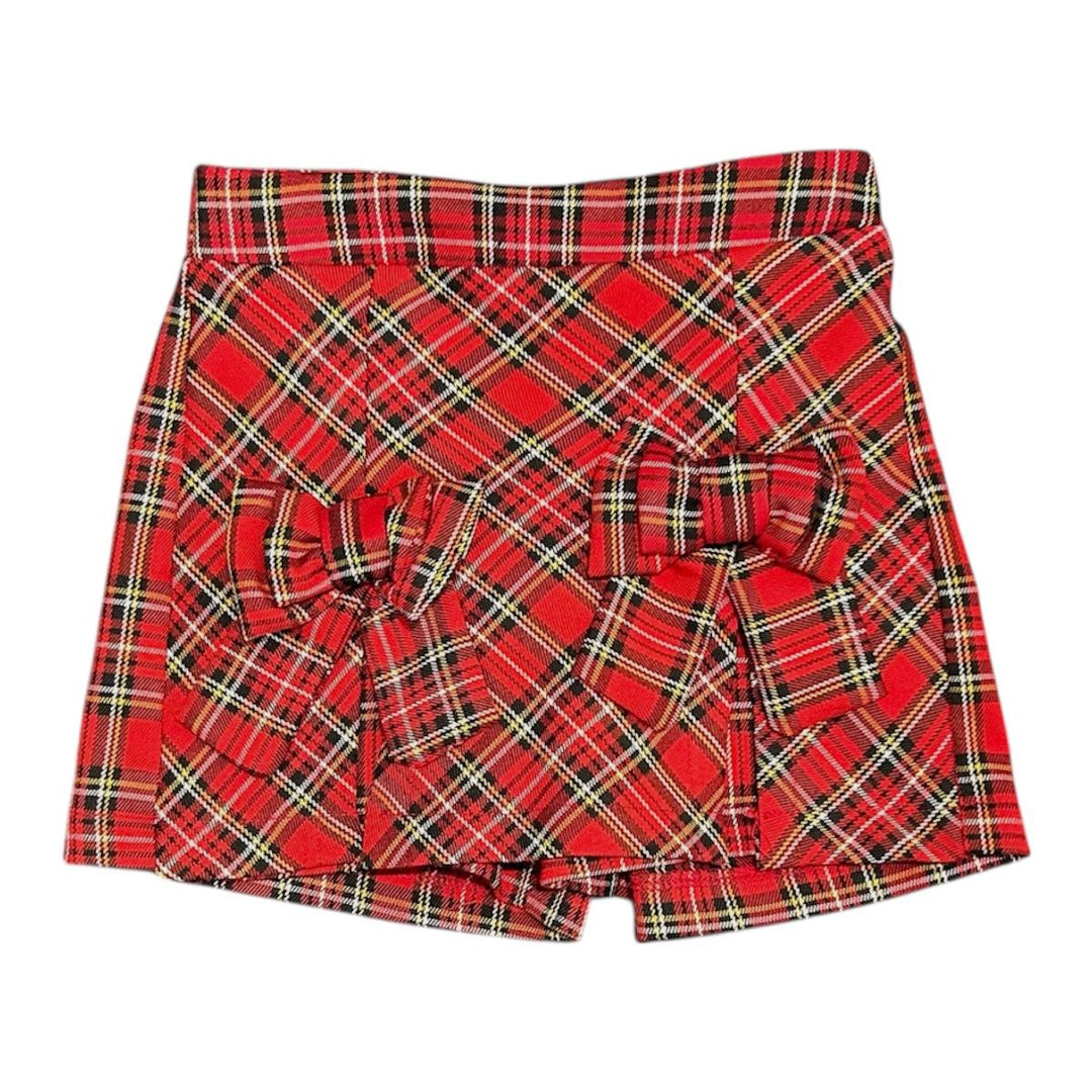 Shorts da bambina fantasia scozzese con fiocchetti FL6848ROSSO MELISA BAI