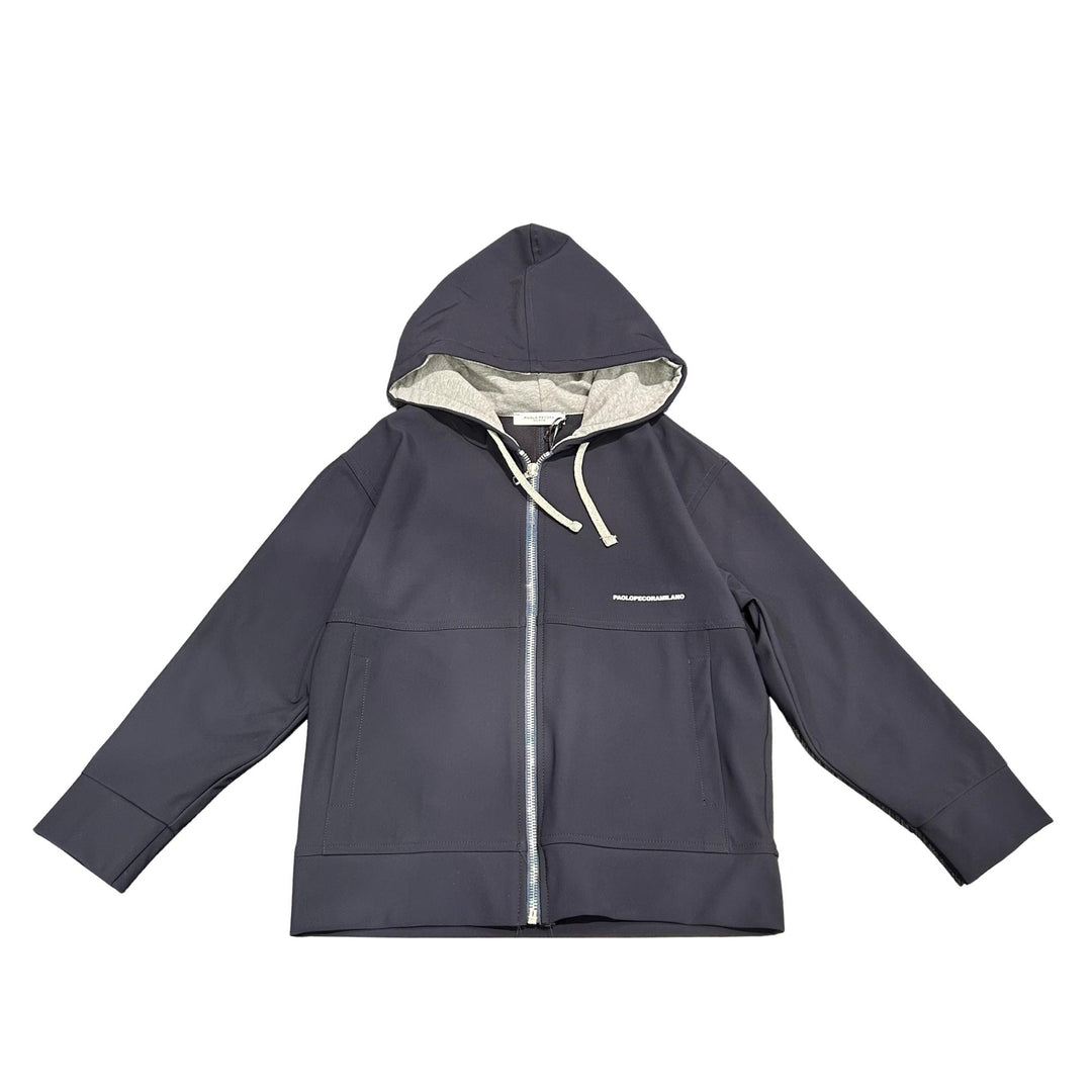 Felpa da bambino full zip con cappuccio in tessuto tecnico con stampa PP4130JBLU PAOLO PECORA