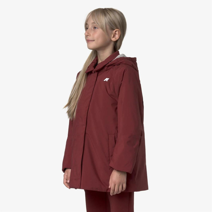 Cappottino da bambina Morese marmotta con cappuccio staccabile in tessuto tecnico e imbottitura in ecopelliccia K21471WKB2C K-WAY