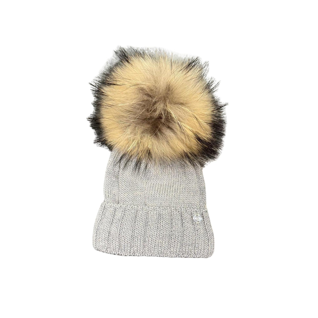 Cappello da bambini misto lana con ponpon originale in Murmasky CT3443AGRIGIO GIO HIGUAMY