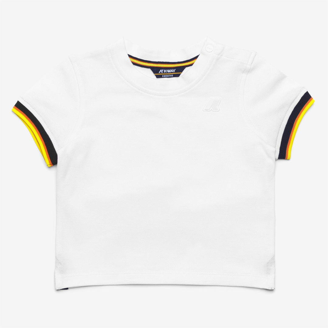 T-shirt neonato in cotone piquet con logo mezza manica con bordo colorato pete contrast K71375W001 K-WAY
