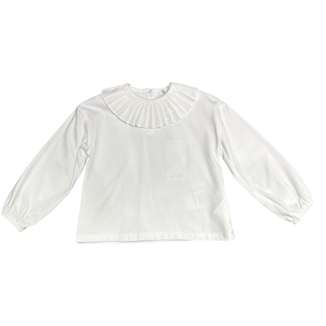T-shirt in cotone da bambina con collo tondo UE1937PANNA U+E'