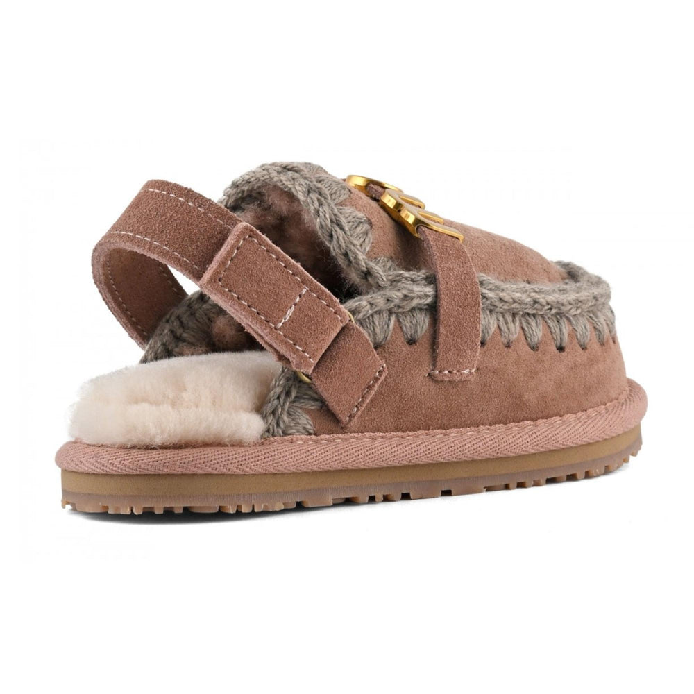 Slippers da bambino in camoscio con strappo posteriore e imbottito in pelliccia SLIPPERS CON STRAPPOJROSA MOU