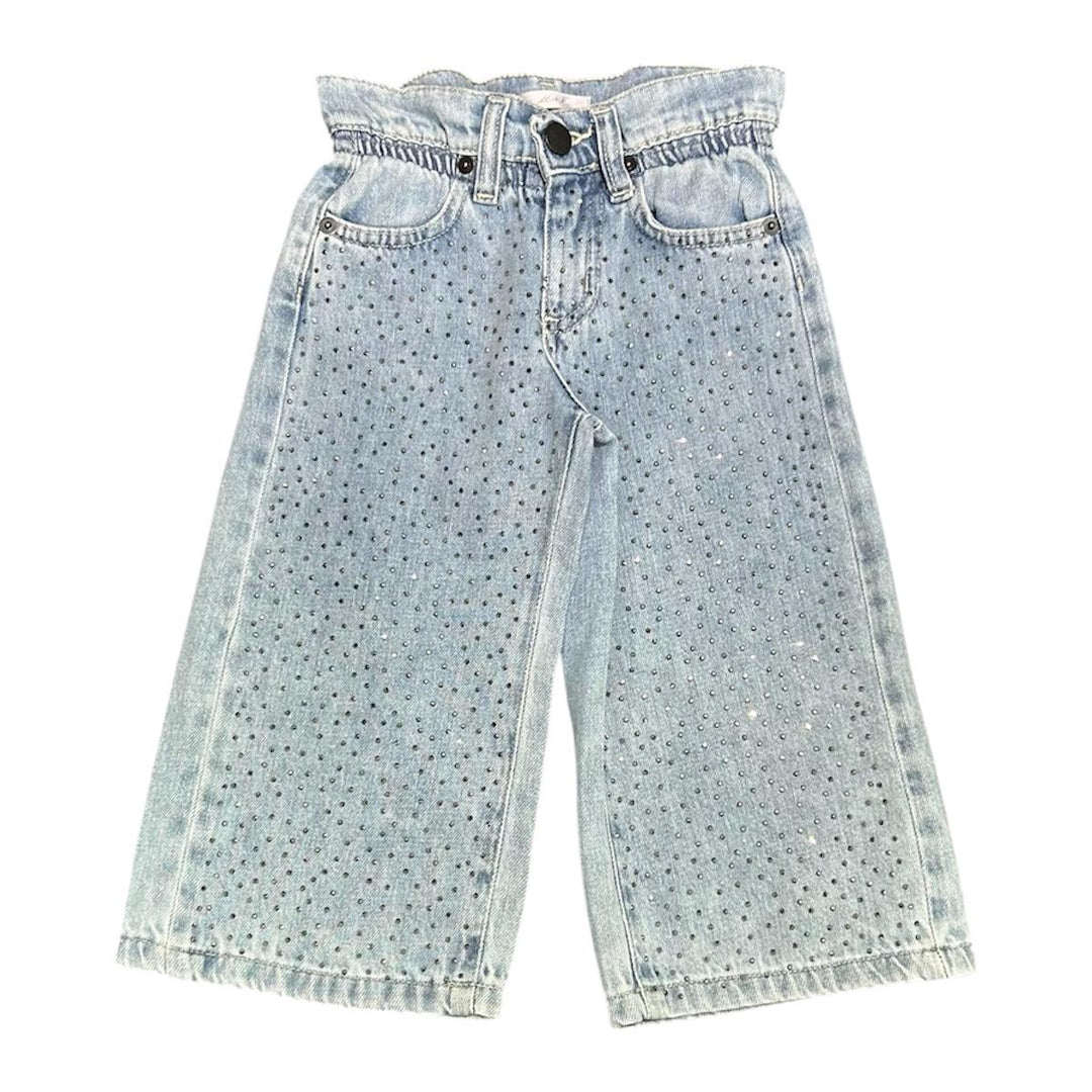 Jeans da bambina over con strass UE1873JEANS U+E'