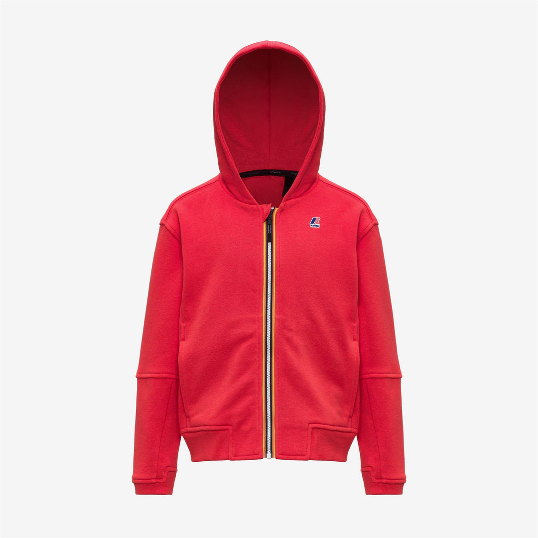 Felpa da bambino Pros in cotone garzato con zip cappuccio e logo K2142RWKB04 K-WAY