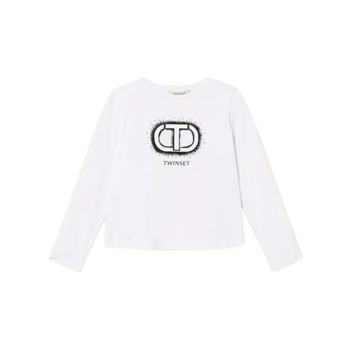T-shirt da bambina in cotone con logo GJ2320PANNA TWIN-SET