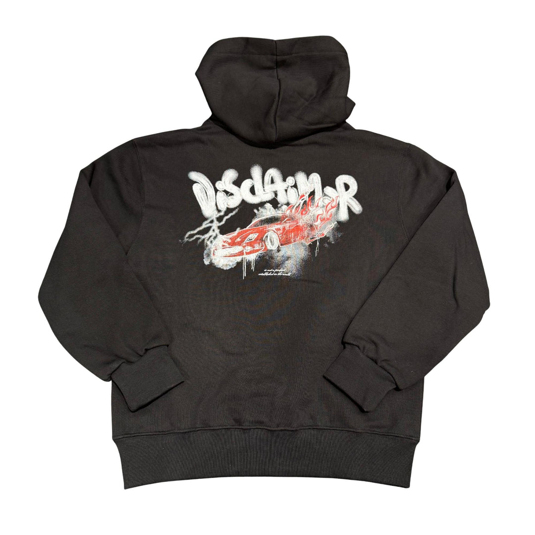 Felpa da bambino con cappuccio e stampa logo petto e stampa su schiena DK58671NERO DISCLAIMER