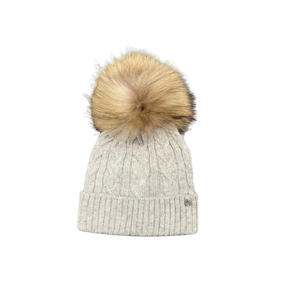 Cappello da bambini misto cashmere lavorazione a trecce con ponpon originale in Murmasky CT1610AGRIGIO GIO HIGUAMY