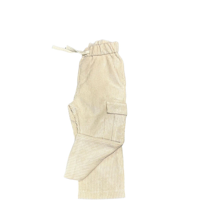 Pantalone da bambino con elastico in vita effetto velluto rocciatore con tasconi MR3186KCREMA MANUEL RITZ