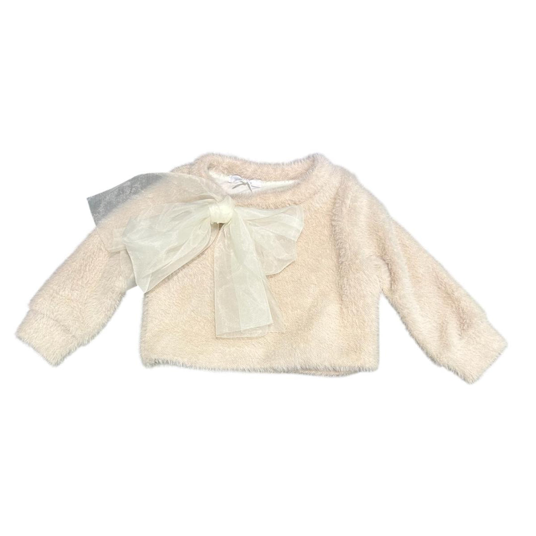 Maglia lana da neonata effetto peluche con applicazione UE1942NPANNA U+E'