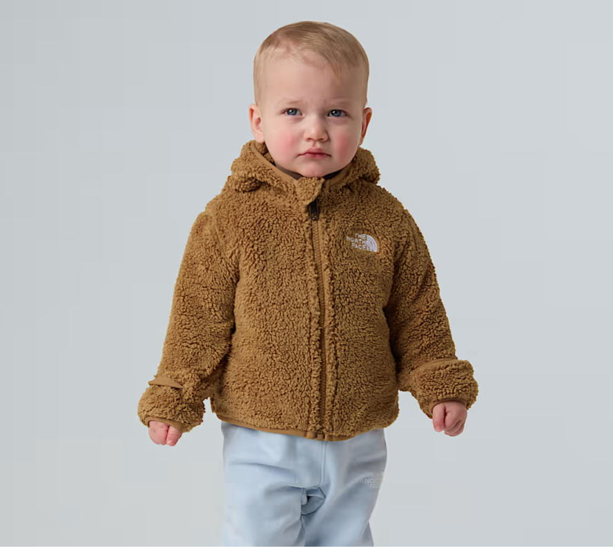 Felpa teddy full zip con cappuccio con orecchie in ecopelliccia con logo CAMPSHIRE HOODIECAMMELLO THE NORTH FACE