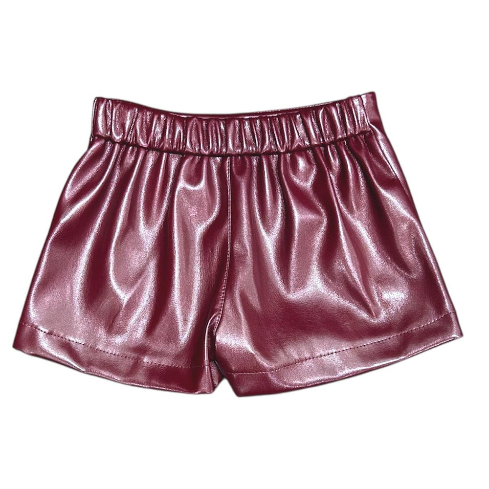 Pantaloncino da bambina in tessutto effetto ecopelle UE1969BORDÒ U+E'