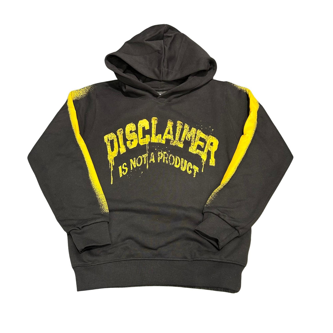 Felpa da bambino con cappuccio stampa petto con bande maniche DK58688NERO DISCLAIMER