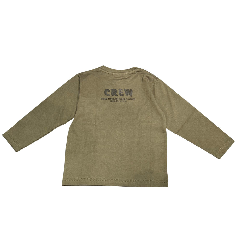 T-shirt da bambino in cotone con stampa manica lunga MR3213KMILITARE MANUEL RITZ