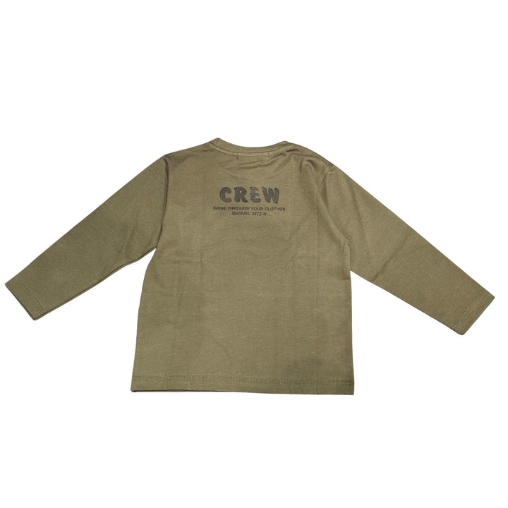 T-shirt da bambino in cotone con stampa manica lunga MR3213KMILITARE MANUEL RITZ