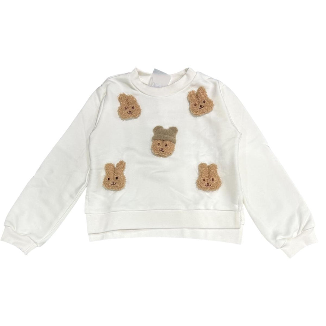 Felpa da neonata con applicati orsetti UE2000NPANNA U+E'