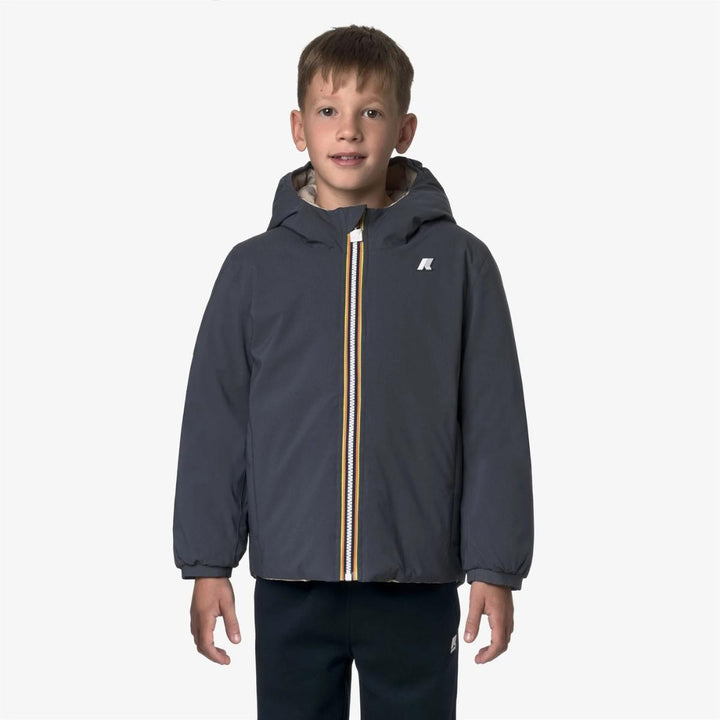 Giubbino da bambino Jack thermo reversibile in tessuto tecnico e imbottitura in piuma e piumino d'anatra K5128VWKBBV K-WAY