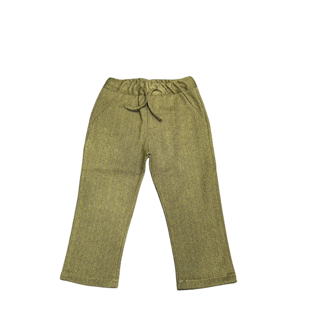 Pantalone da bambino con elastico in vita fantasia spigato MR3185VERDE MANUEL RITZ