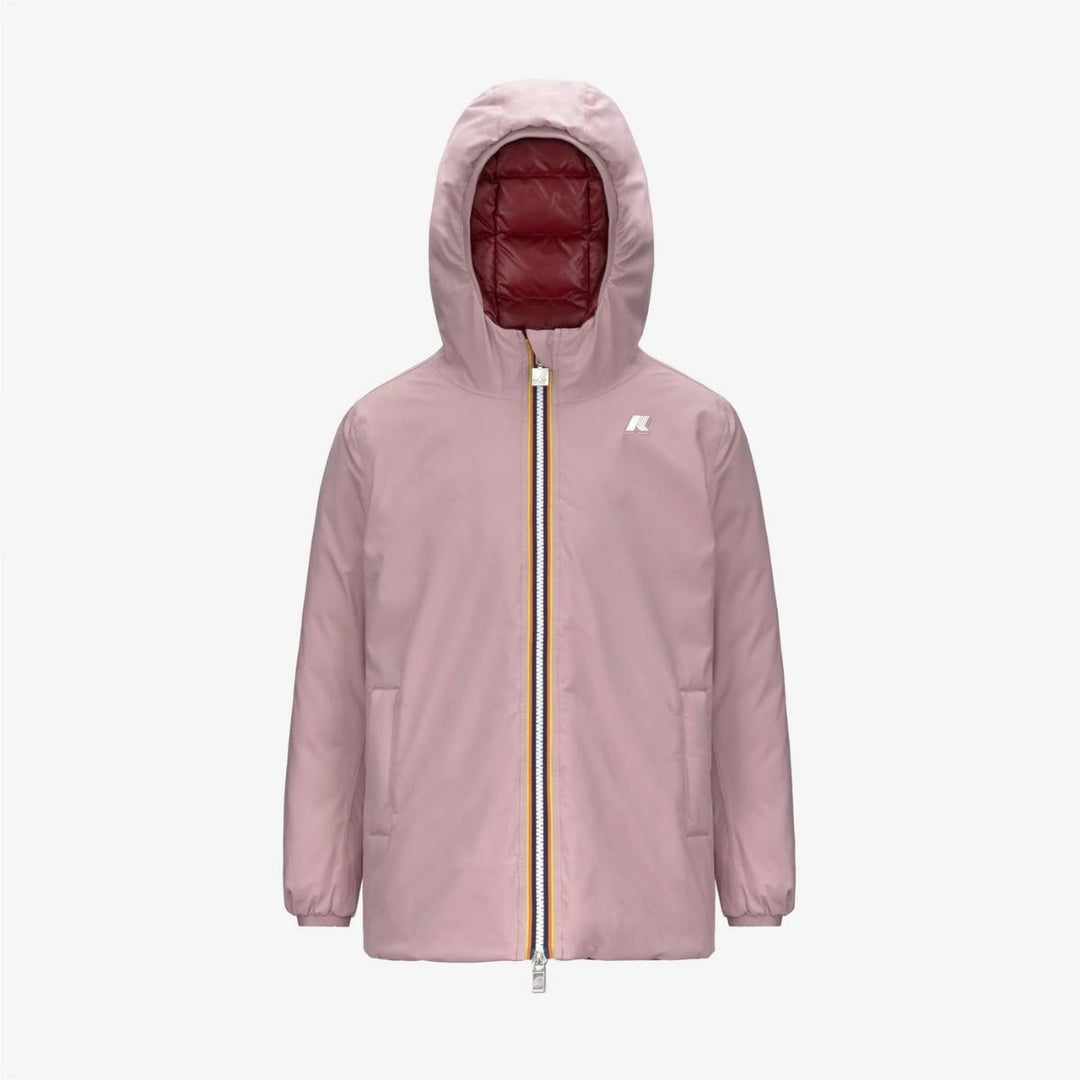 Giubbino da bambina lunghezza 3/4 Sophie thermo reversibile in tessuto tecnico con imbottitura in piuma e piumino d'anatra vestibilità comoda K5123RWKB2W K-WAY