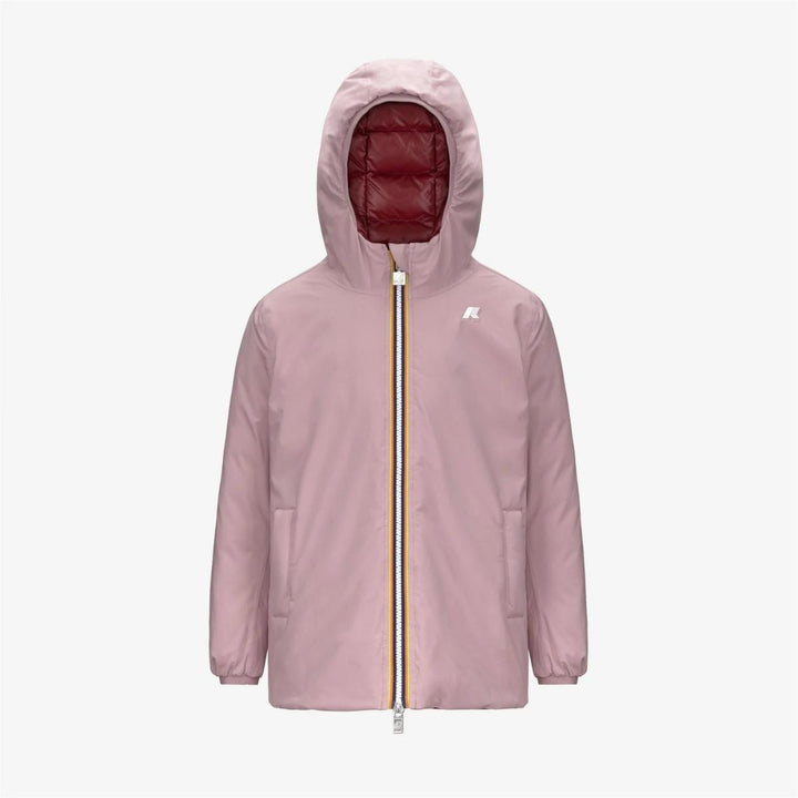 Giubbino da bambina lunghezza 3/4 Sophie thermo reversibile in tessuto tecnico con imbottitura in piuma e piumino d'anatra vestibilità comoda K5123RWKB2W K-WAY