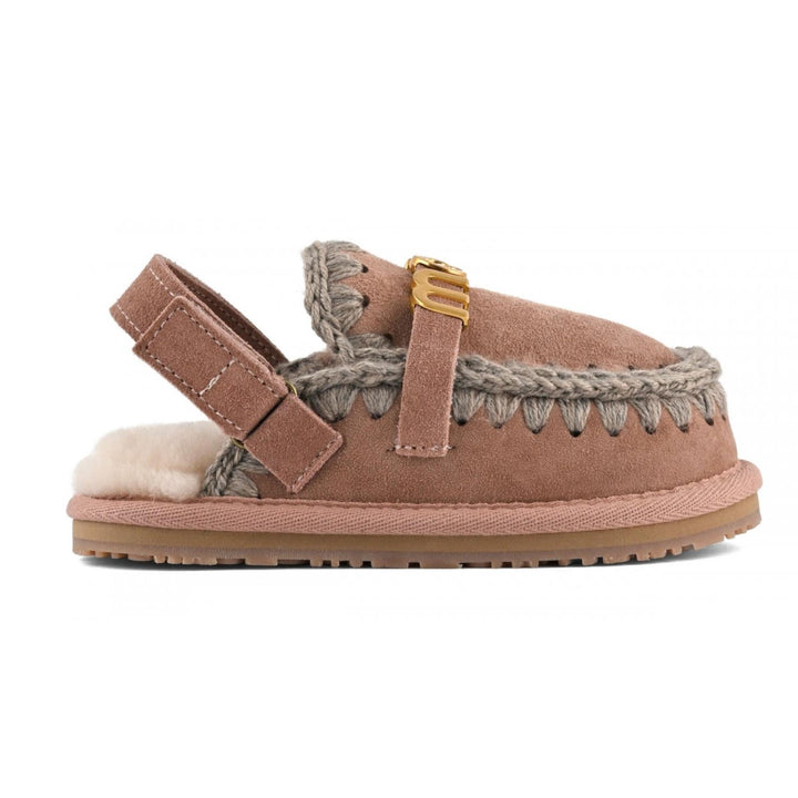 Slippers da bambino in camoscio con strappo posteriore e imbottito in pelliccia SLIPPERS CON STRAPPOJROSA MOU